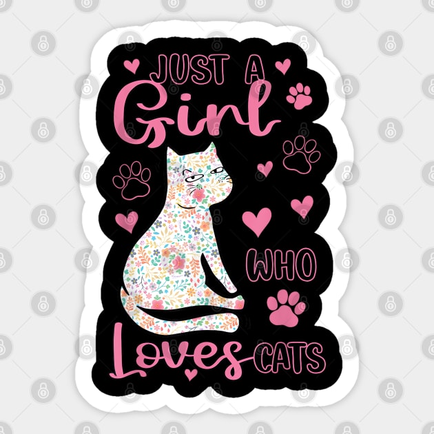 Just A Girl Who Loves Cat - Cute Colorful Cat Mom Appreciation Sticker by Origami Fashion